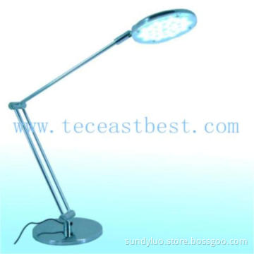portable table lamp with  long arm of metal